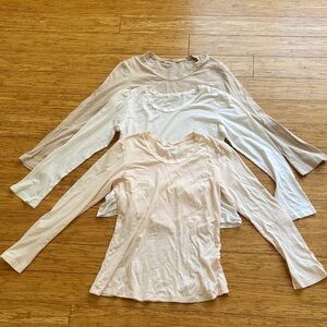 Elegant Women's Long Sleeve Tops - blush , White, Tan